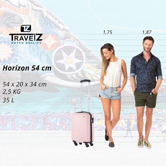 TravelZ Horizon Handbagagekoffer - 54cm Handbagage Trolley 35 Ltr - Baby Roze - Travelz