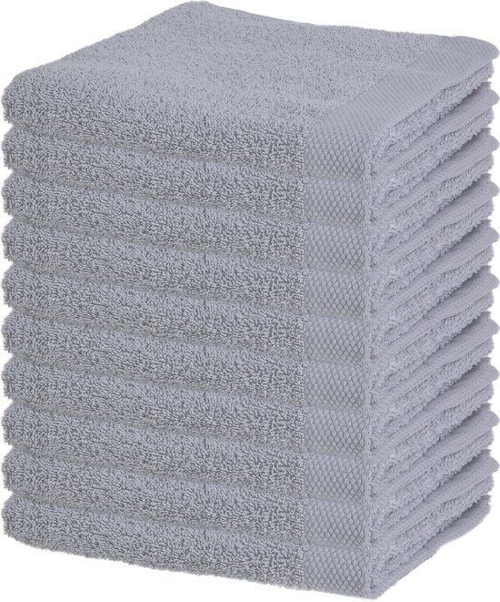 Customer Label Home Textiles Baddoek 10-pack - 10x 50x100 - 100% Katoen - Licht Grijs