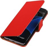 Étui Portefeuille Samsung Galaxy S7 Edge de Type Livre Solide Rouge