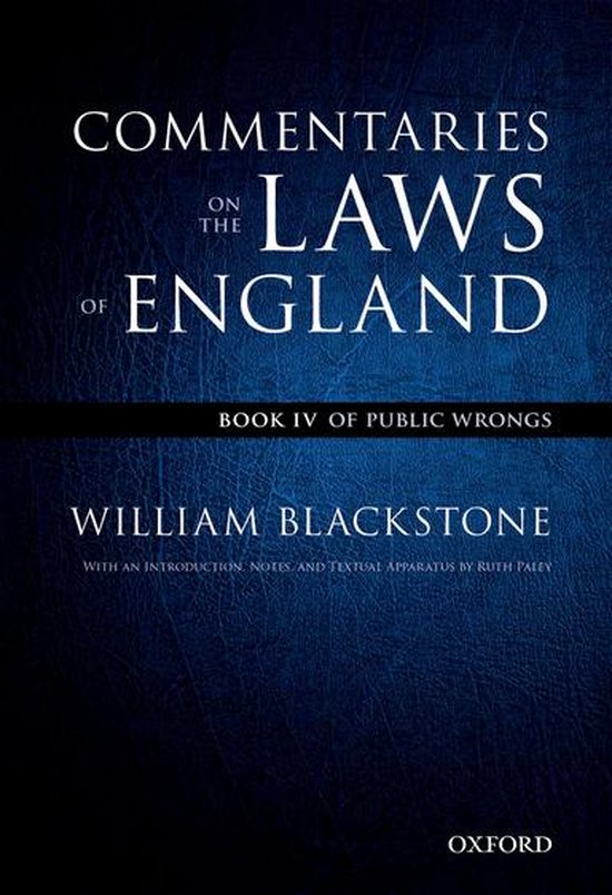 The Oxford Edition of Blackstone's: Commentaries on the Laws ... - cover