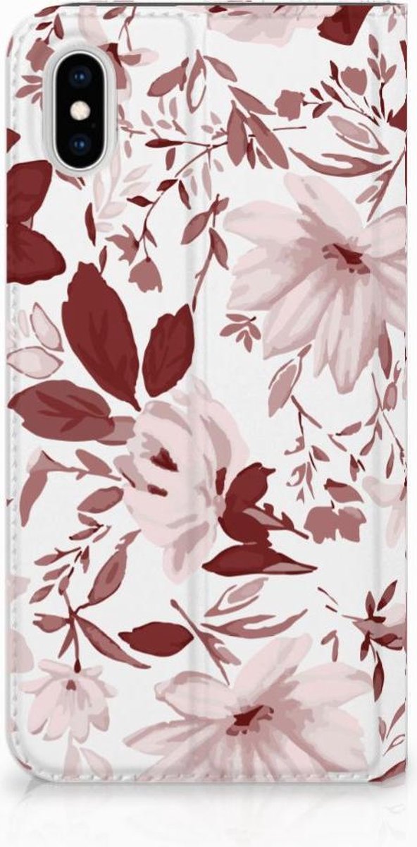 Standcase Hoesje voor Bookcase Apple iPhone Xs Max Watercolor Flowers