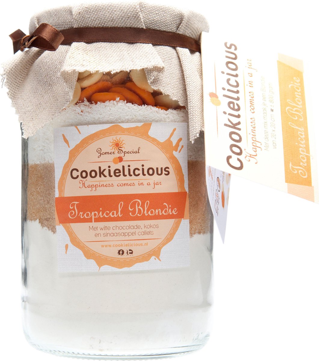 EK koekjesmix, Oranje, Glazenpot, bakmix van Cookielicious Tropical Blondie  | bol.com