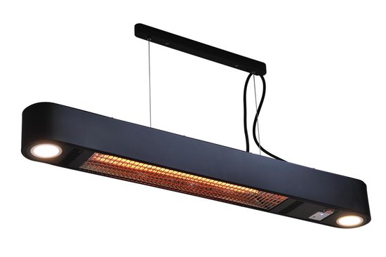 Terrasverwarmer Elegance met LED verlichting - Terrasverwarming -  Zwart - Muurbevestiging