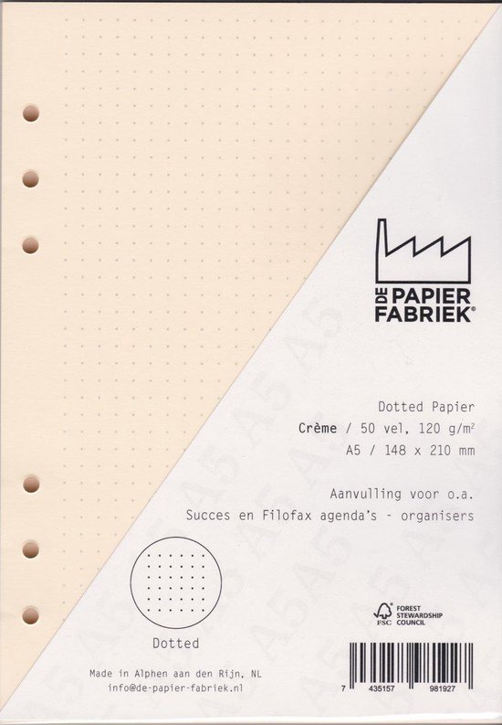 Navulbaar notitiepapier in A5-formaat, geruit, 6 gaten, ringband, A5, navulbaar notitiepapier voor notitieboek, dagboek, schets