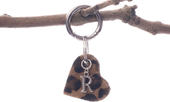 Porte-clés coeur avec lettre nom R.