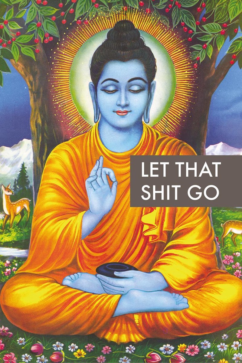 Boedha poster - Spiritueel - Let that Shit Go - 61 x 91,5 cm
