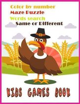 Color by Number Words Search Maze Puzzle Same or Different Kids Game Book