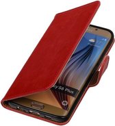 Étui PU Pull-Up Rouge Samsung Galaxy S6 Edge Plus Booktype Wallet Cover