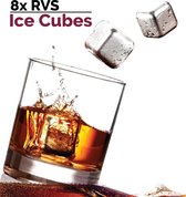 Whiskey stones - Ice Cubes ijsblokjes - RVS - Gift set van 8 Ice Cubes + Tang