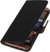 HTC One Me Effen Zwart Bookstyle Wallet Hoesje - Cover Case Hoes