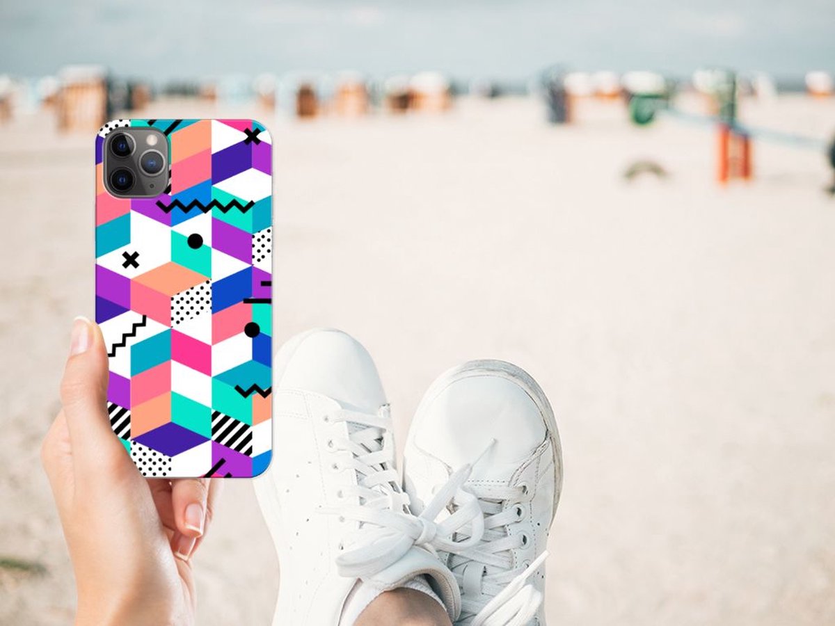 Apple iPhone 11 Pro Max TPU Hoesje Blokken Kleurrijk