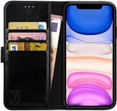 Rosso Element Book Case Wallet Hoesje Geschikt voor Apple iPhone 11 | Portemonnee | 3 Pasjes | Magneetsluiting | Stand Functie | Zwart