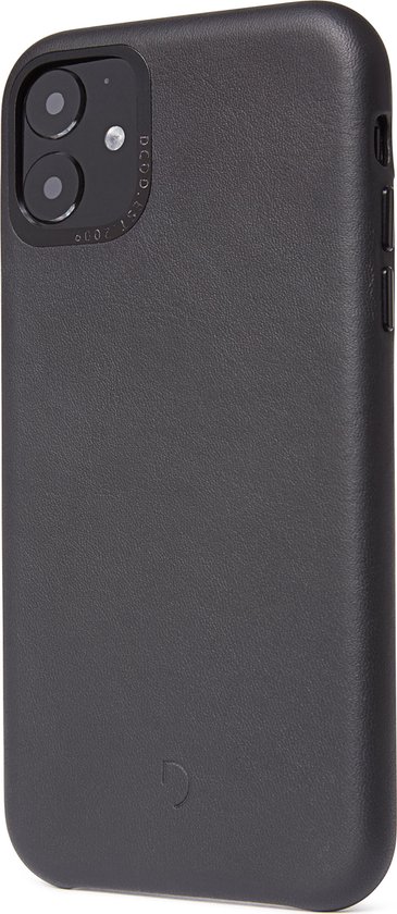 DECODED Leren Back Cover - iPhone 11 - Hoogwaardig Europees Leer - Hoesje met Metalen Knoppen - Zwart
