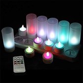 RGB LED kaarsen 12 - 15 uur oplaadbaar 12-stuks | + Afstandsbediening | kleur vlamloze en veilige candle lights | led kaars | led-kaarsen | candlelights | oplaadbare kleuren waxine