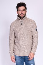 MZ72 - Heren Kabeltrui - Grof Gebreid - Model Soground - Met Teddy Kraag - Beige