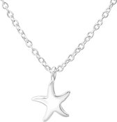 Joy|S - Zilveren zeester hanger 8 x 8 mm met ketting 39 cm
