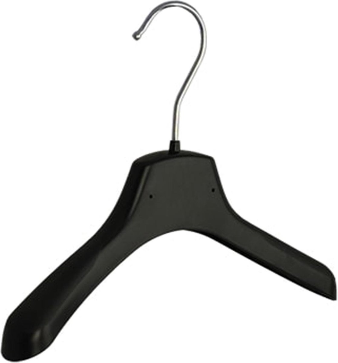 De Kledinghanger Gigant - 10 x Mantelhanger / kostuumhanger / babyhanger / kinderhanger kunststof zwart met schouderverbreding, 26 cm