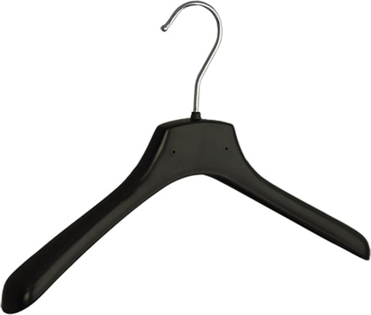 De Kledinghanger Gigant - 10 x Mantelhanger / kostuumhanger / kinderhanger kunststof zwart met schouderverbreding, 34 cm