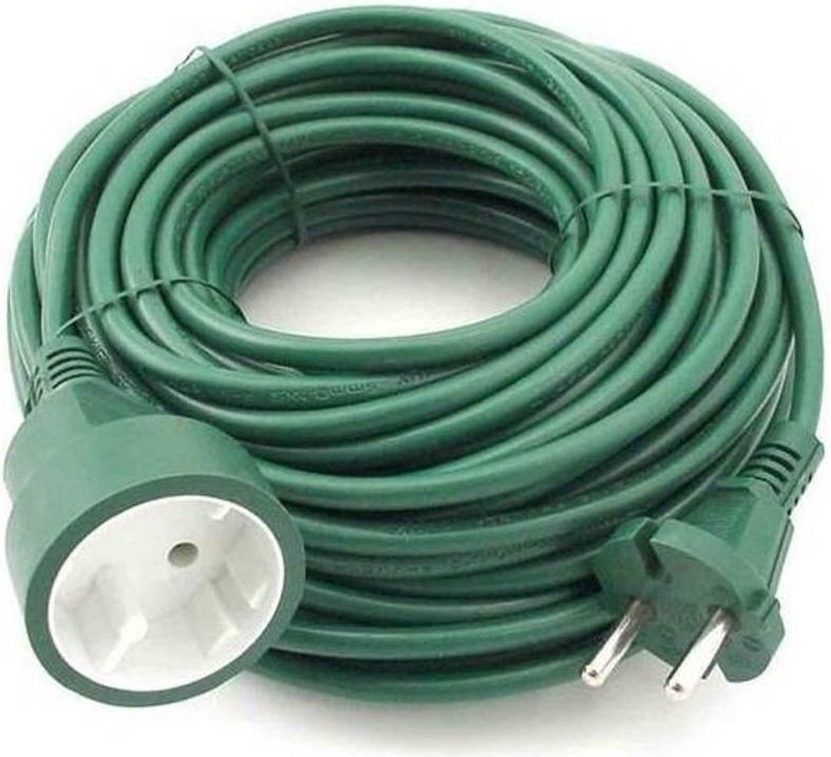 Verlengsnoer /kabel groen 20 meter binnen/buiten - dubbel geisoleerd en  niet geaard | bol.com