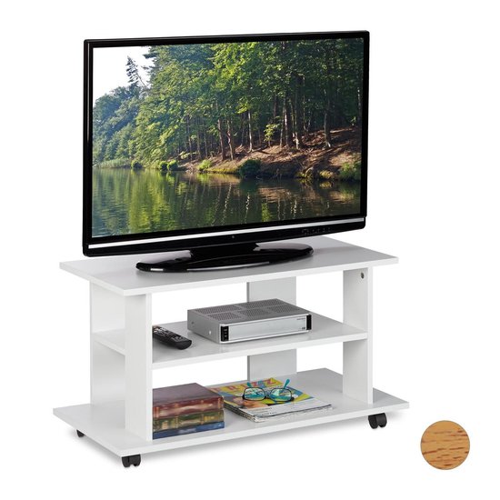 Relaxdays tv kast op - tv meubel - televisietafel - verrijdbaar - tv dressoir - | bol.com