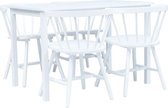 Complete Eettafel set 5 delig Wit (Incl Anti Kras Vilt 16st) - Eet tafel + 4 Eetstoelen - DIneertafel - Eettafelstoelen - Eetkamerstoelen - Eethoek 4 persoons