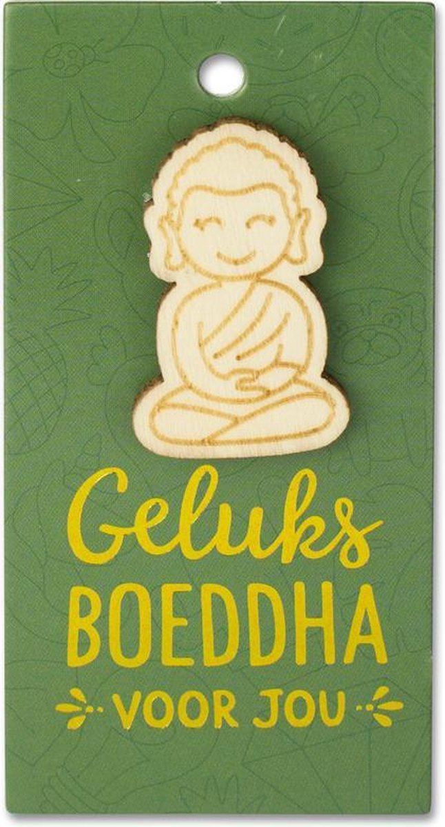 Houten Broche "Geluksboeddha"
