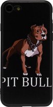 ADEL Siliconen Back Cover Softcase Hoesje Geschikt voor iPhone 8 Plus/ 7 Plus - Pitbull Hond
