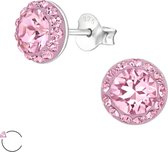 Joy|S - Swarovski roze classic rond oorbellen 8 mm Sterling zilver