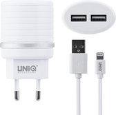 UNIQ Accessory Dual Port 2.4A travel charger - Apple Lightning Wit (CE)