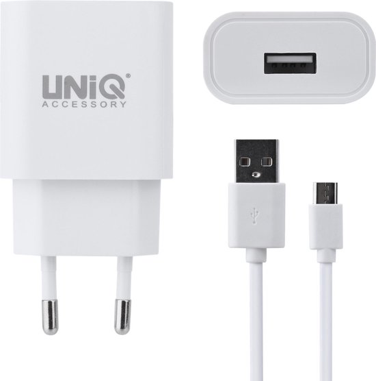 UNIQ Accessory USB Type-C adapter PD-poort 18W 3.0A Snellader Dual -poort 18W oplader + USB-naar USB-C kabel - Power Delivery oplader - Voor Samsung / Sony / Huawei / Motorola / Oppo / OnePlus / HTC / Xiaomi / Alcatel - CE Keurmerk