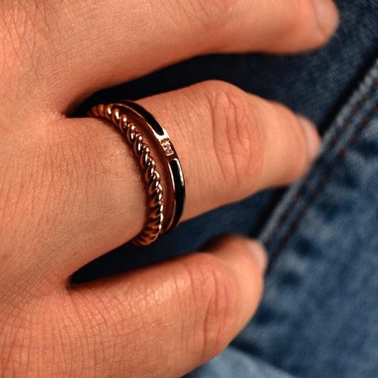 Ring Dames - Bagues Dames - Bagues Femme - Couleur Or Rose - Ring - Bagues - Bijoux Femme - Étroit et Polyvalent - Grain