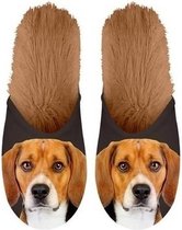 Dieren Beagle hond instap sloffen/pantoffels voor kinderen - Dierensloffen huisdieren honden slippers voor meisjes/jongens maat 35-38