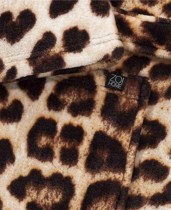ZoHome Leopard Badjas Lang - Fleece - Maat L - Brown - iSleep