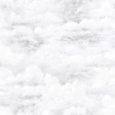 Behang Grijs - Wit - Wolken - Vliesbehang Global Fusion - 0,53 x 10,05 m.