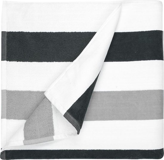 The One Towelling Strandlaken Stripe - 90x190 cm - Badlaken - Handdoek - 100% zacht katoen - Antraciet/Lichtgrijs