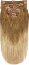 Remy Human Hair extensions Double Weft straight 18 - bruin / blond T6/27#