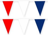 2x Nederland stoffen vlaggenlijnen/slingers 10 meter van katoen- Landen feestartikelen versiering - Holland EK/WK duurzame herbruikbare slinger rood/wit/blauw van stof