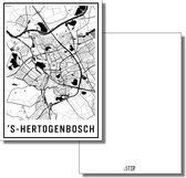 Wenskaart Den Bosch plattegrond citymap zwart wit - bijStip