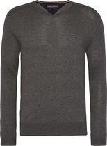 Tommy Hilfiger - Pullover V-Hals Antraciet - Maat L - Regular-fit