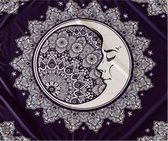 Purple Moon Mandala - Mandala Kleed - Maan - Wanddecoratie - 70x95CM