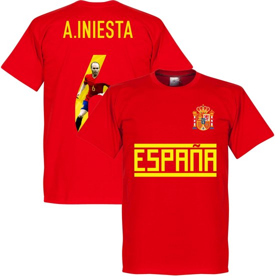 Spanje A. Iniesta 6 Gallery Team T-Shirt - Rood - XXXL