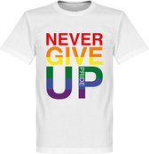 Never Give Up Pride T-Shirt - Wit - XXXL