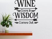 Muursticker - Wine Goes In - Zwart 58x62