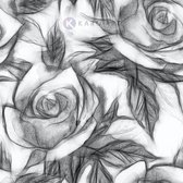 Afbeelding op acrylglas  - Bloemmotief met rozen, Zwart wit , 3 maten , Wanddecoratie