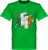 Ierland Ripped Flag T-Shirt - Groen - XL