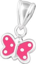Joy|S - Zilveren vlinder hanger zonder ketting roze