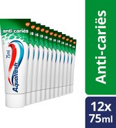 Aquafresh Anti Cariës tandpasta voor gezonde tanden, voordeelverpakking 12- pack, recyclebare plastic tube en dop