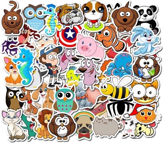 Schattige dieren stickers - pack met 50 stuks - geschikt voor kinderen