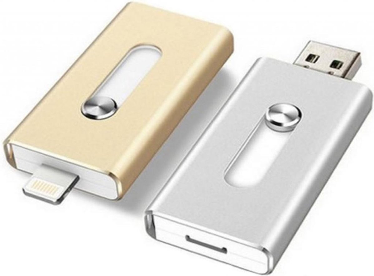 USB 128 GB Goud - USB stick iPhone Android – 3 in 1 USB 3.0 – Externe
