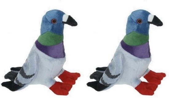 2x Peluche pigeon oiseau en peluche 19 cm - Peluche pigeons en peluche -  Jouets pour